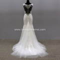 Fashion Deep V Neck Beautiful Flower Lace Pattern Sexy Tulle Backless Wedding Dress Bridal Gowns